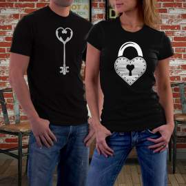 Fekete kulcs & lakat póló pároknak 