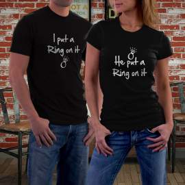 Fekete eljegyzés póló pároknak 