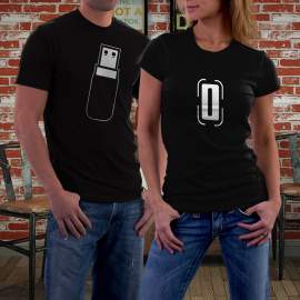Fekete USB póló pároknak 