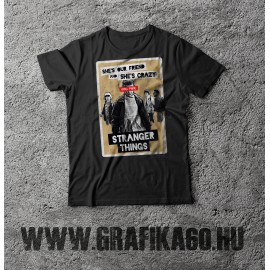 Stranger Things póló Crazy fekete (női, férfi)  