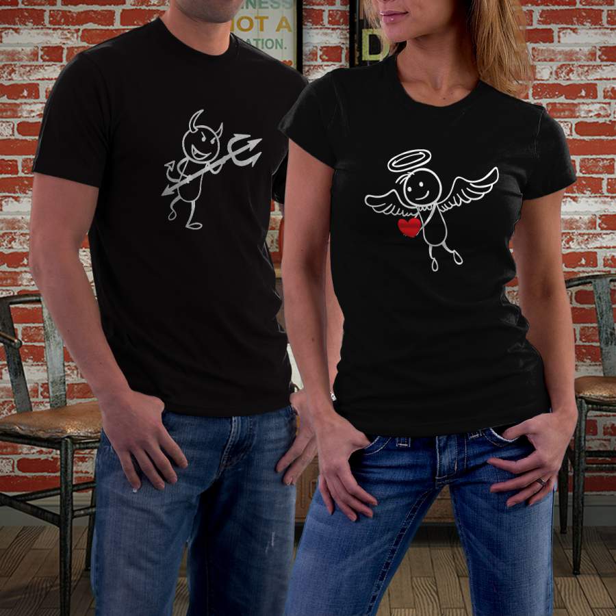 Fekete ördög & angyal póló pároknak 