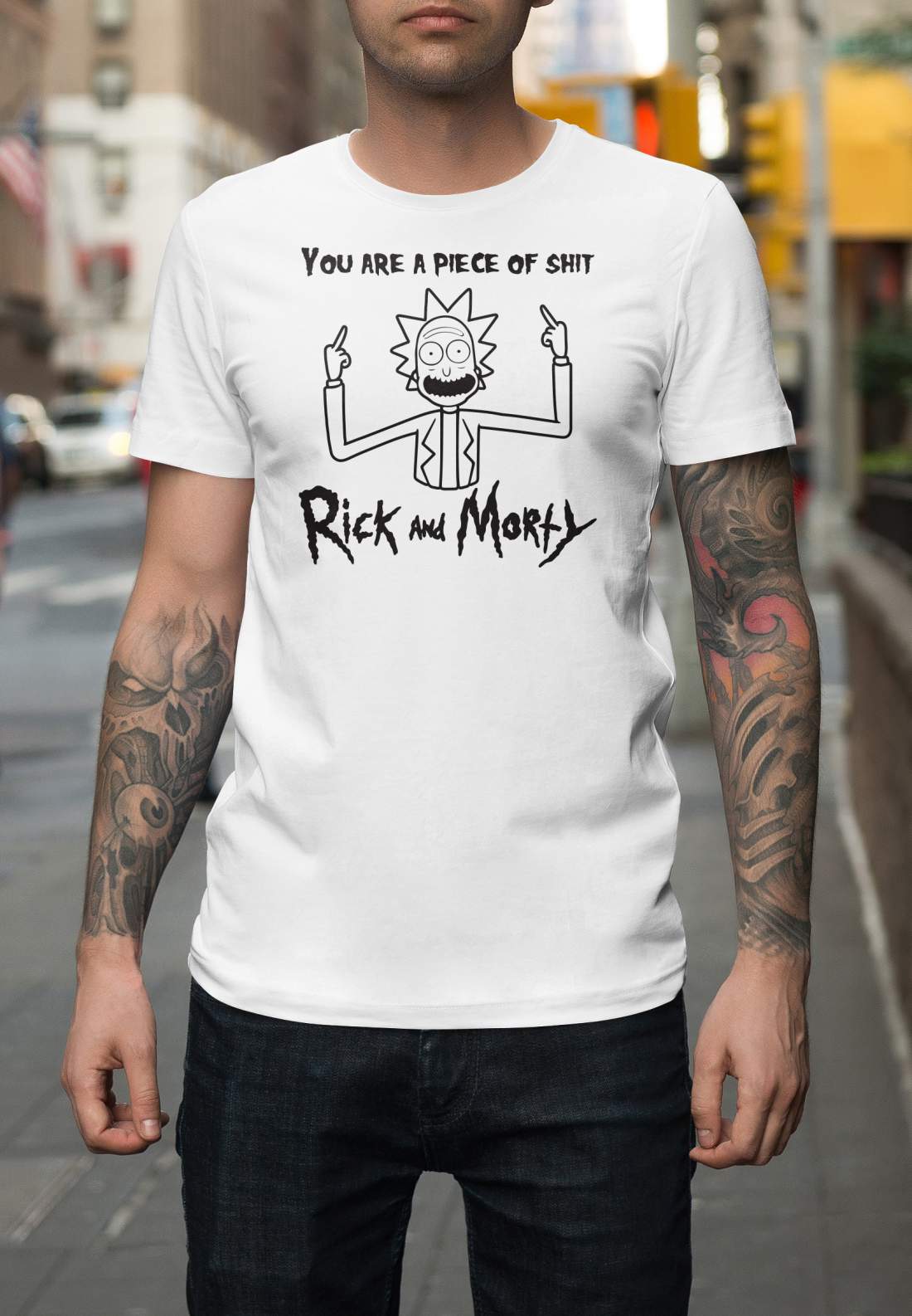 Rick és Morty férfi póló fehér 