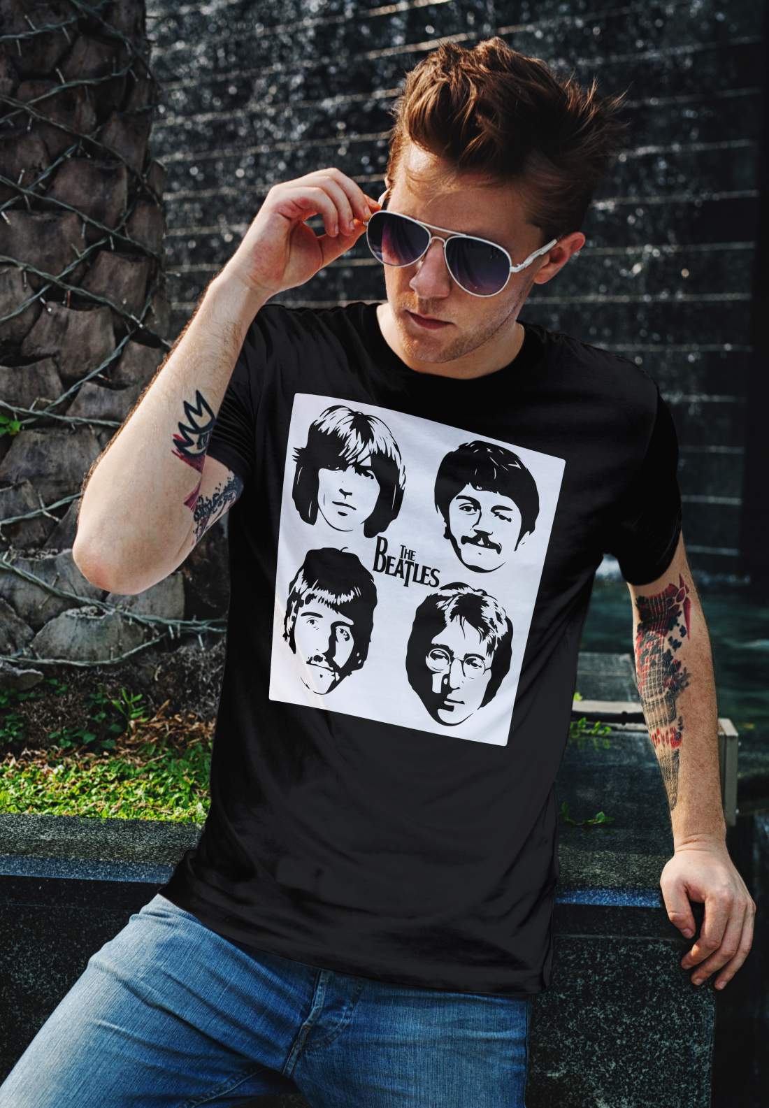 The Beatles 5 férfi póló fekete