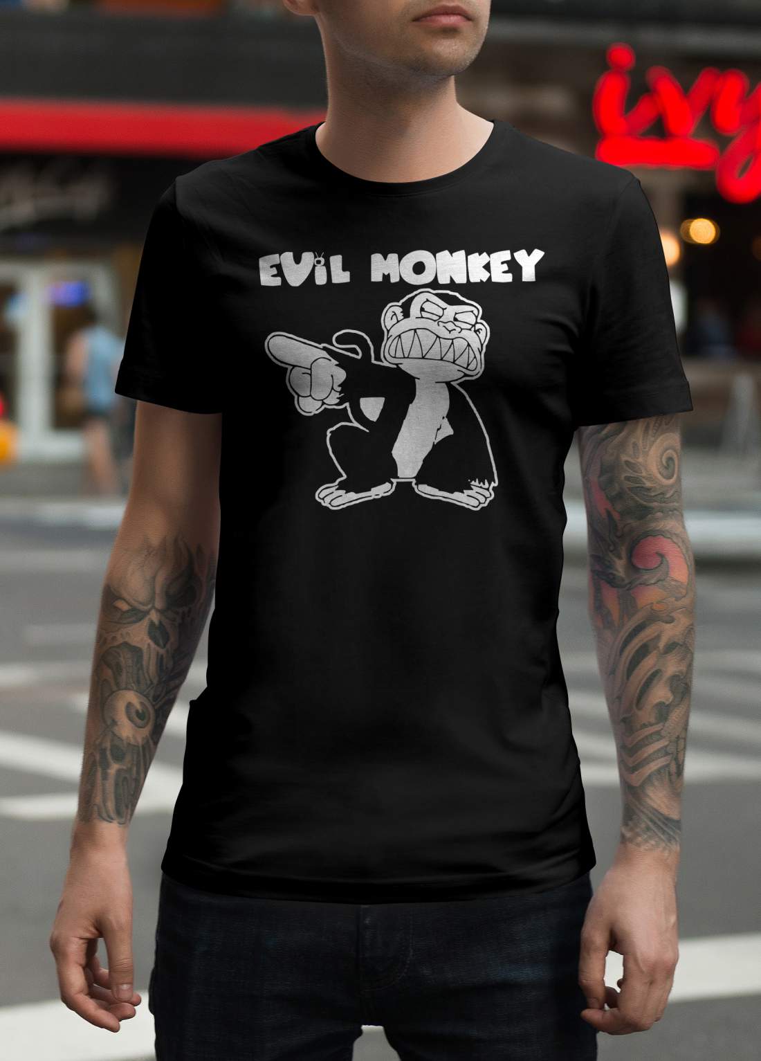 Evil Monkey férfi póló fekete 