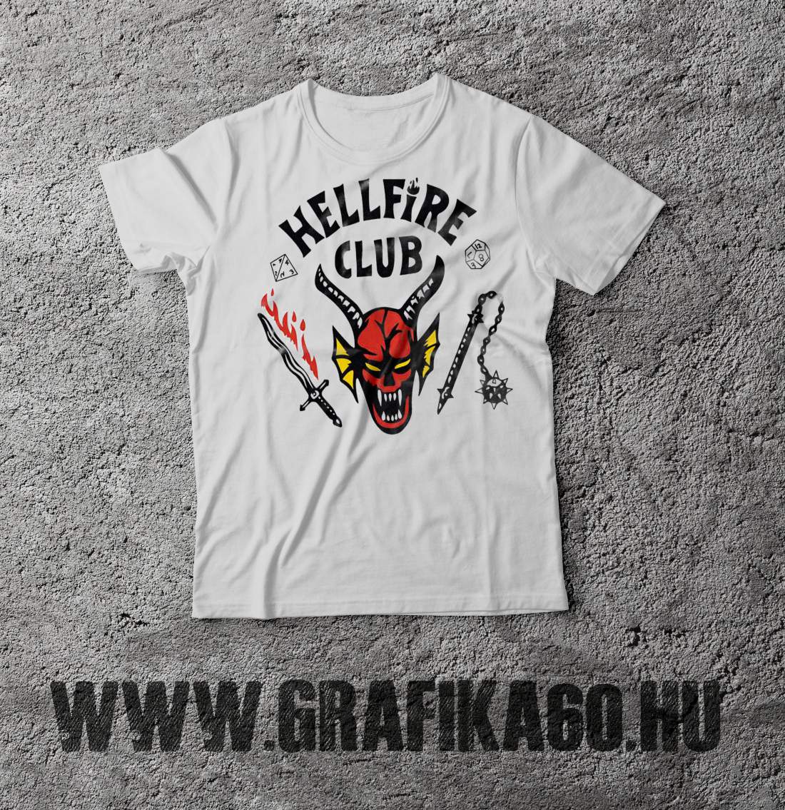 Stranger Things póló Hellfire Club fehér (női, férfi) 